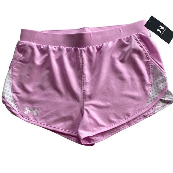 Under Armour GIRL’S YLARGE Pink FlyBy Shorts - Picture 1 of 8